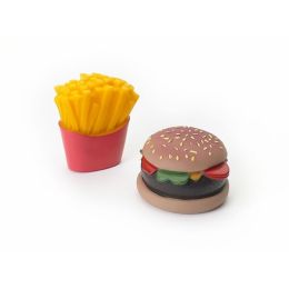 Spot Vinyl Burger and Fries Dog Toy Hamburger Assorted 2 Pack