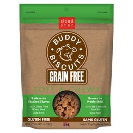 Cloud Star Grain-Free Soft and Chewy Buddy Biscuits With Rotisserie Chicken Dog Treats; 5-Oz. Bag